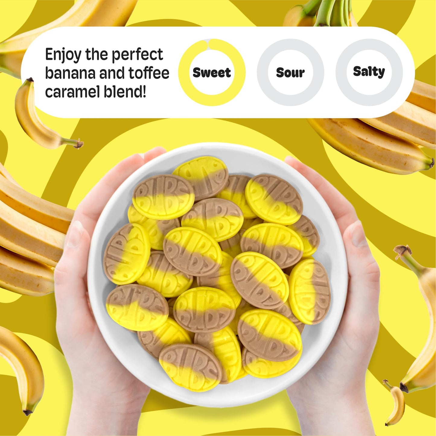 Bubs Swedish Candy - Banana Toffee Sweet Ovals | Vegan, Gluten-Free & Gelatin-Free Scandinavian Treats | Soft & Chewy Candy Impo