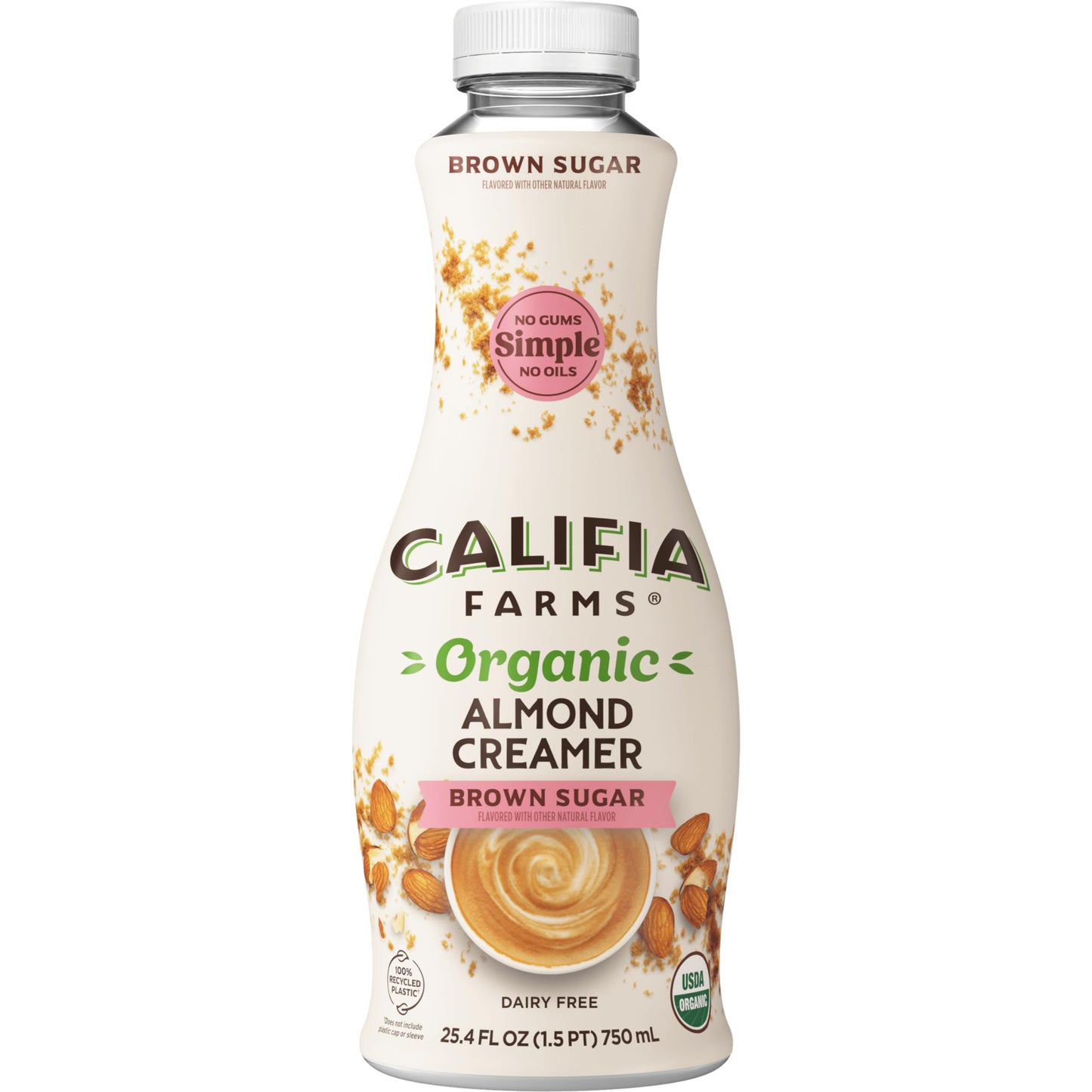 Califia Farms - Organic Brown Sugar Almond Milk Coffee Creamer, 25.4 Oz, Dairy Free, Plant Based, Vegan, Gluten Free, Non GMO, A