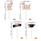 YCTHUNFISH 24 Pack Cupcake Toppers, Rose Gold Graduation 2025 Diploma & Cap Picks, Bamboo Decorations for Parties