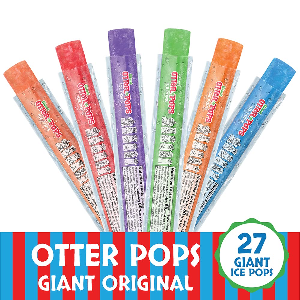 Otter Pops, Giant Original 55Oz, 27 Ice Pops, Six Zippy Flavors