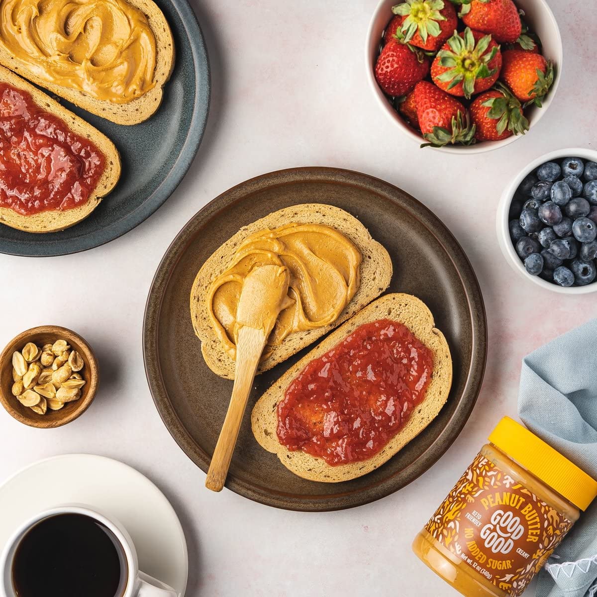 Good Good Crunchy Peanut Butter Keto Friendly - Low Carb & No Added Sugars - Vegan - No Palm Oil Or Preservatives - Non-Gmo - 12 Oz / 340G (Pack Of 2)