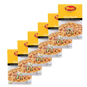 Shan Chana Masala Recipe and Seasoning Mix, 3.52 oz (Pack of 6) - Vegetarian Spice Powder for Punjabi Chickpeas Curry
