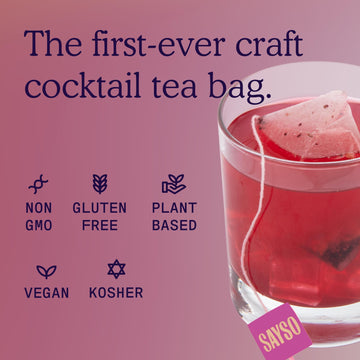 SAYSO Skinny Hibiscus Cosmo Craft Cocktail Tea Bag | Vegan, Non-GMO | 8 Count