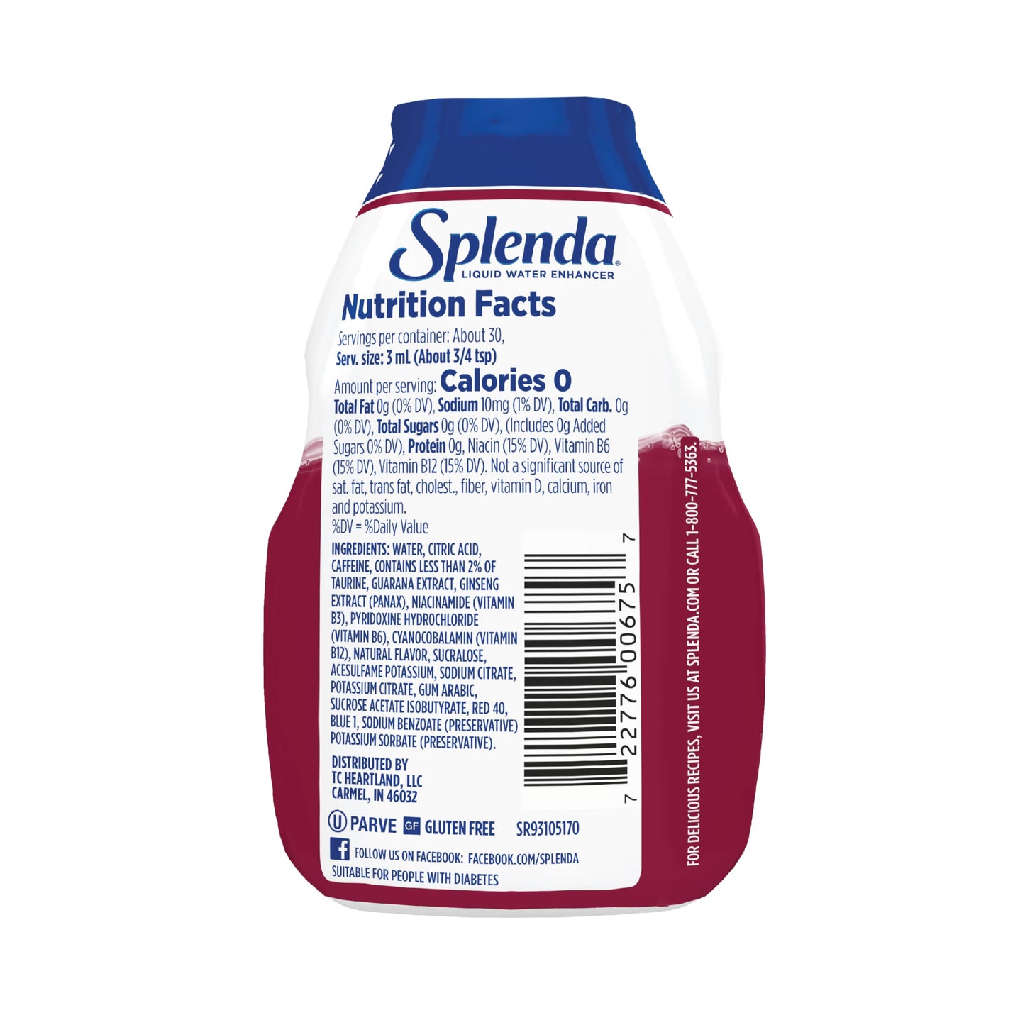 SPLENDA Energy Liquid Water Enhancer Drops, Sugar Free, Black Cherry, 3.11 Fl Oz Each, 2 Pack