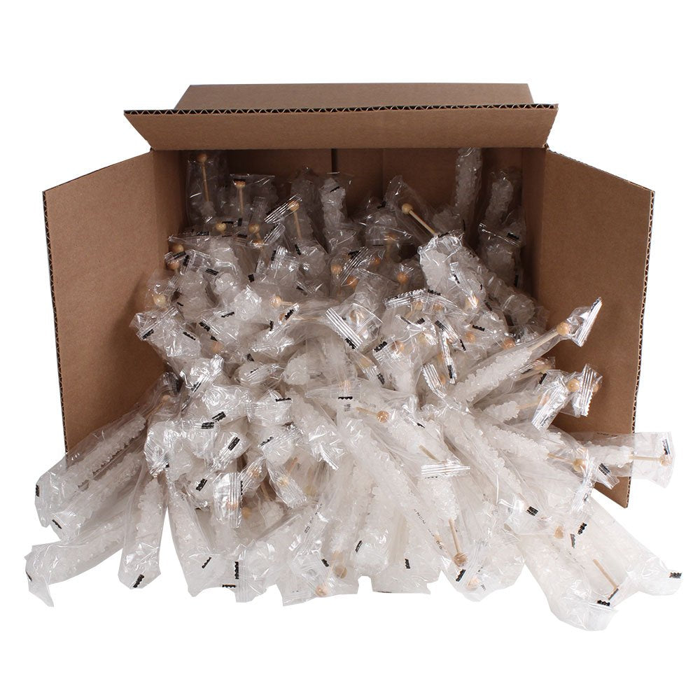 Espeez Extra Large White Rock Candy Sticks - 144 Count, Individually Wrapped, Ideal for Candy Buffets, Birthdays, Weddings, Baby Showers