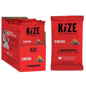 Kize Energy Bar, Cocoa, 5 Ingredients, 10G Grass-Fed Whey Protein, Clean & Simple Real Food, Gluten Free, Non-Gmo, Soy Free, Mis
