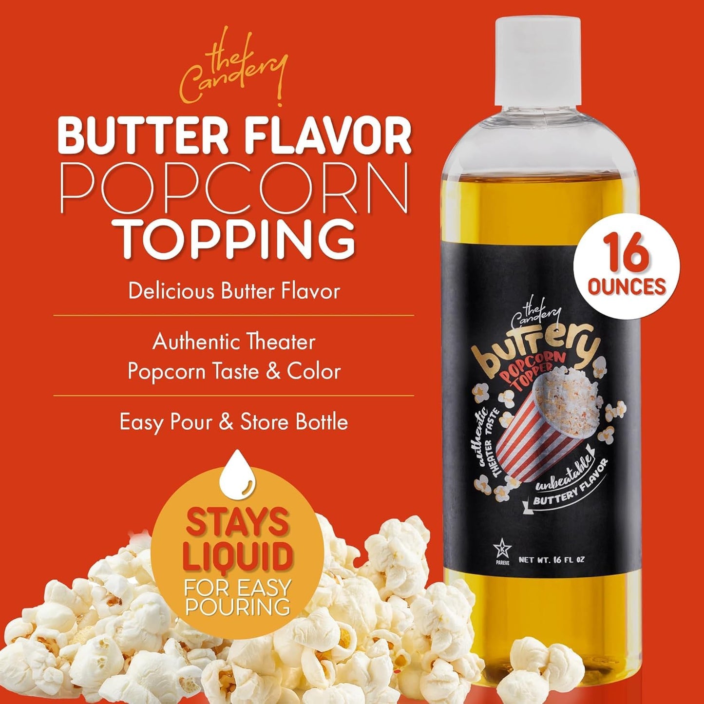 The Candery Coconut Popcorn Oil Soy Blend with Theater Butter Flavor - 4 Bottles (2 Topping & 2 Popping) - 72 oz Total