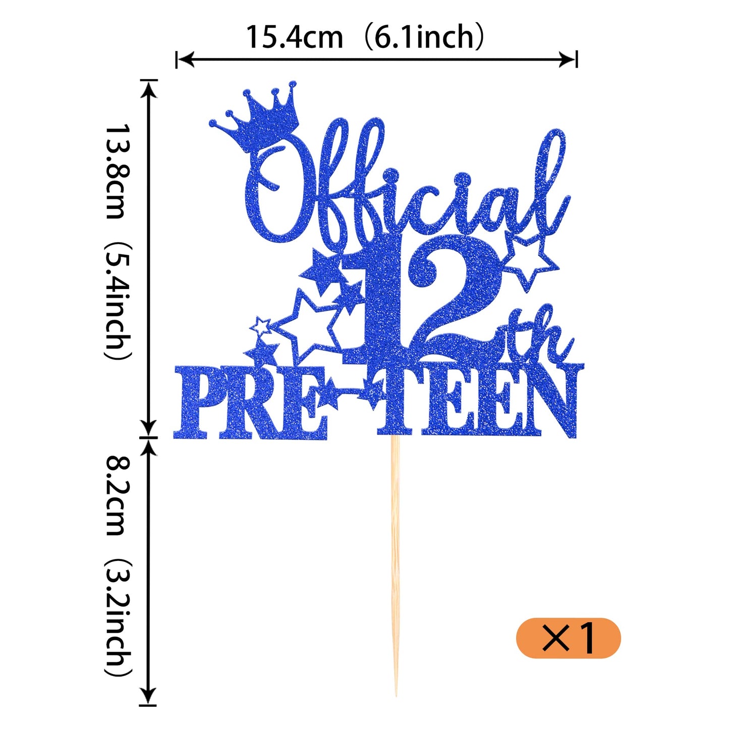 YCTHUNFISH 12th Birthday Cake Topper Glitter Paper Decoration - Cheers to 12 Years Old - Blue