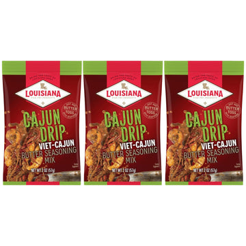 Louisiana Fish Fry Cajun Drip Viet-Cajun Butter Seasoning Mix - Seasoned Butter Sauce for Seafood - 2 oz. Bag (Pack of 3) - Just