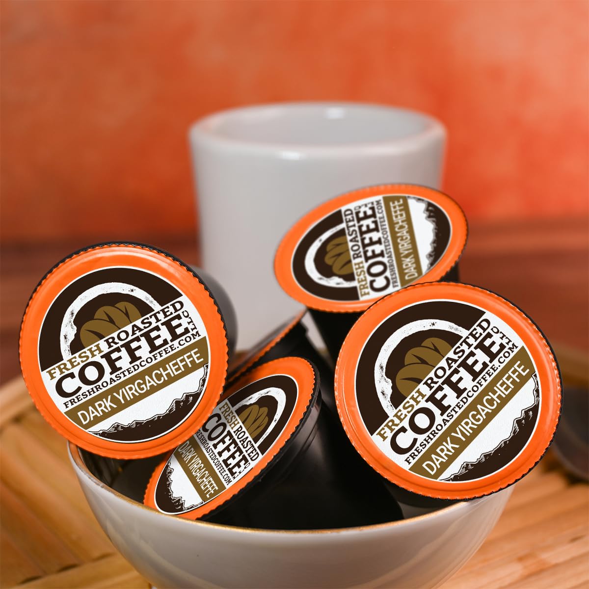 Fresh Roasted Coffee Dark Ethiopian Yirgacheffe K-Cup Compatible 72 Pods Coffee