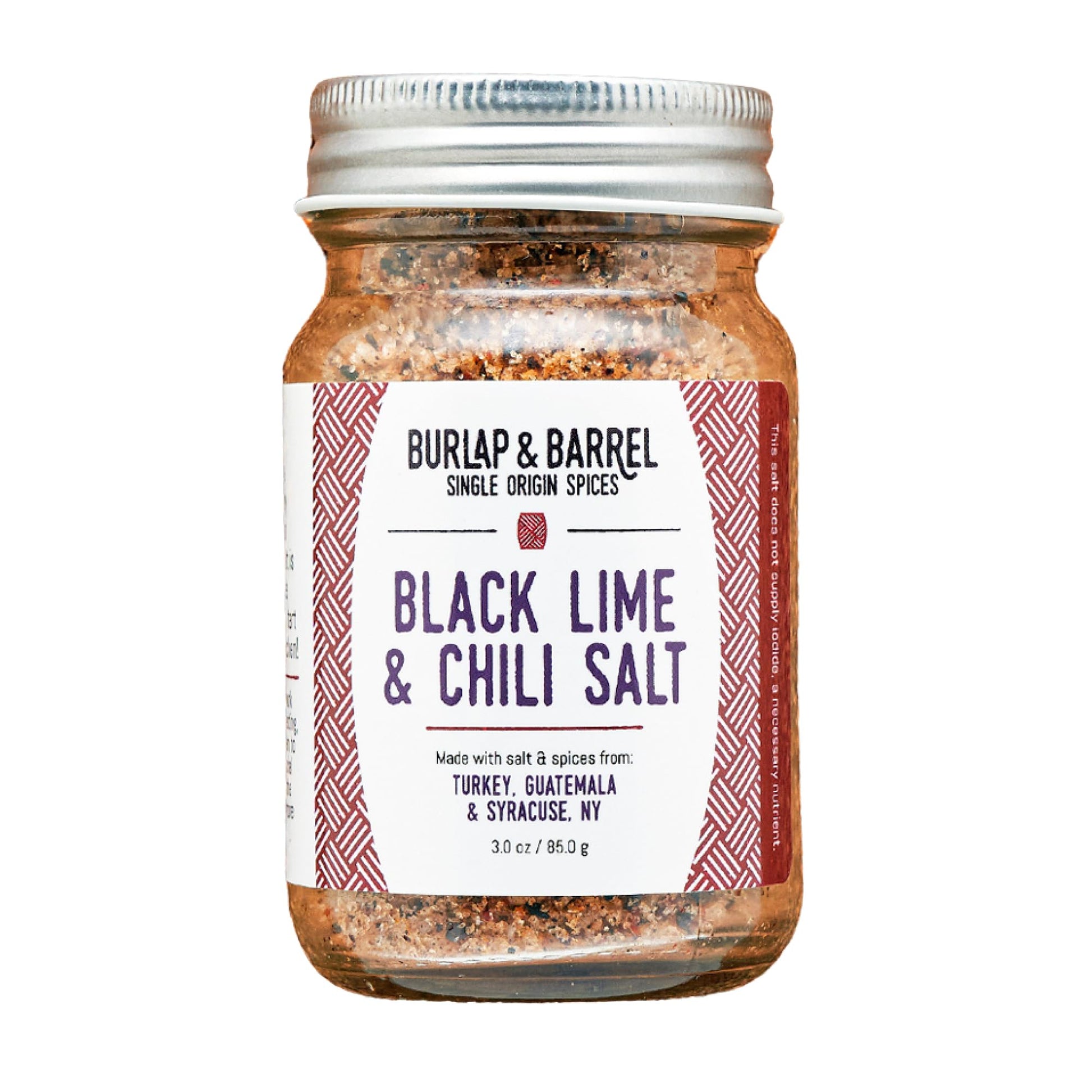 Burlap & Barrel Black Lime & Chili Salt - Savory Seasoning for Seafood & Grilling - 3 oz Glass Jar