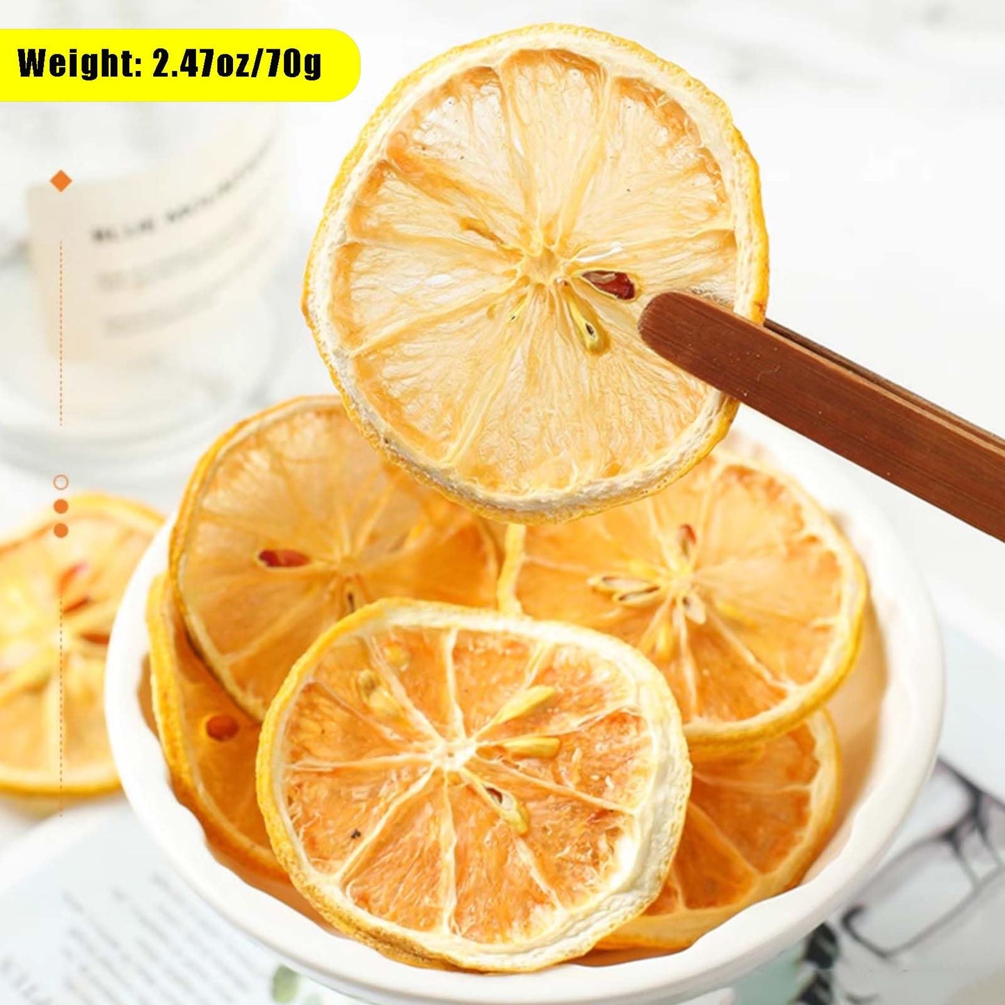 Dried Lemon Slices 2.5Oz/70G,Natural Dehydrated Lemon Slices For Cocktails Garnish/Potpourri/Cake Decoration/Crafts,Dried Citrus