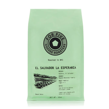 For Five Coffee Roasters - Roasted In Nyc - El Salvador La Esperanza Light Roast (Origin: Apaneca, El Salvador), Whole Bean 12Oz