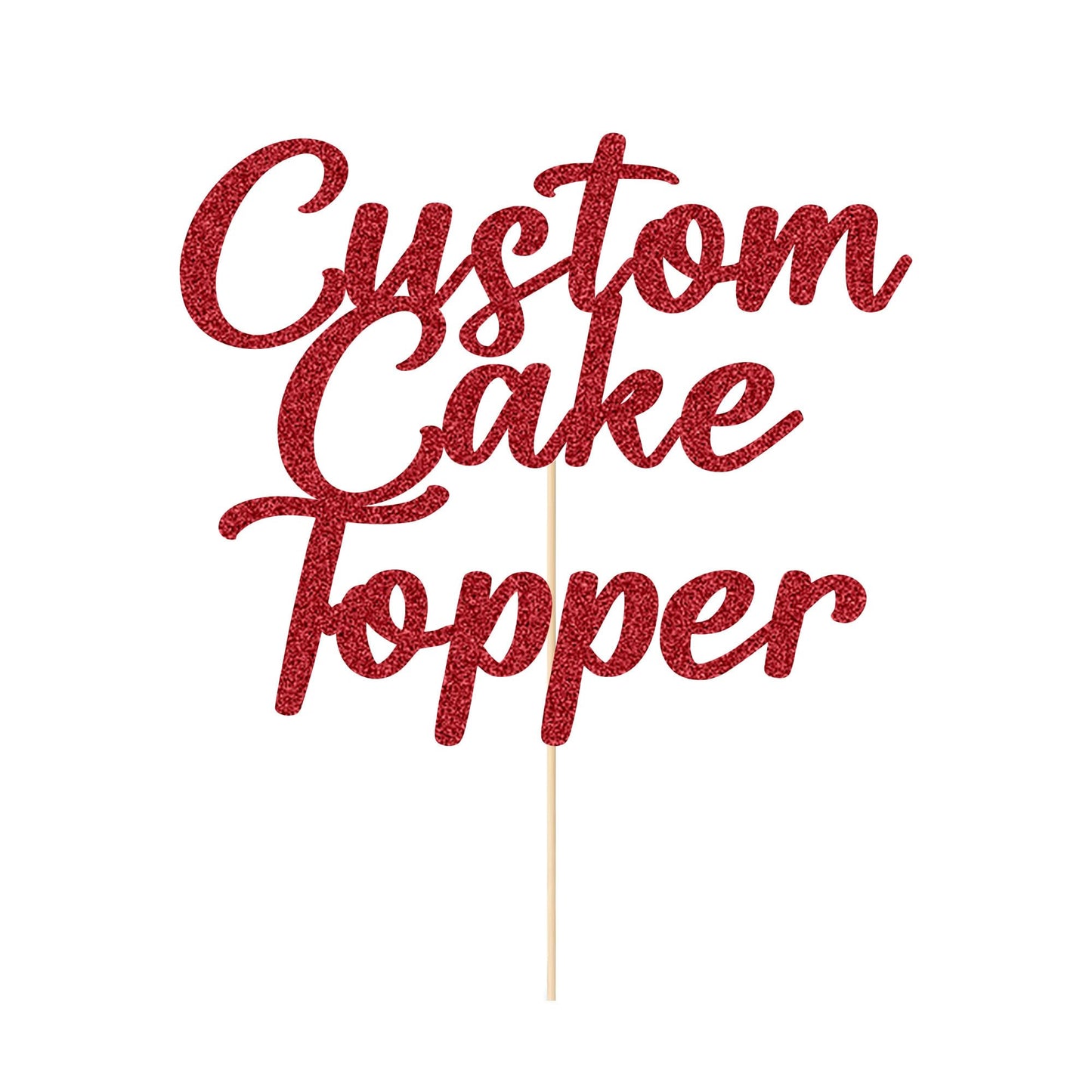 EDSG Personalized Cake Toppers, Custom Happy Birthday & Wedding, 7x4.7, Red, Plastic, Glitter Decorations for Graduation & Baby Shower