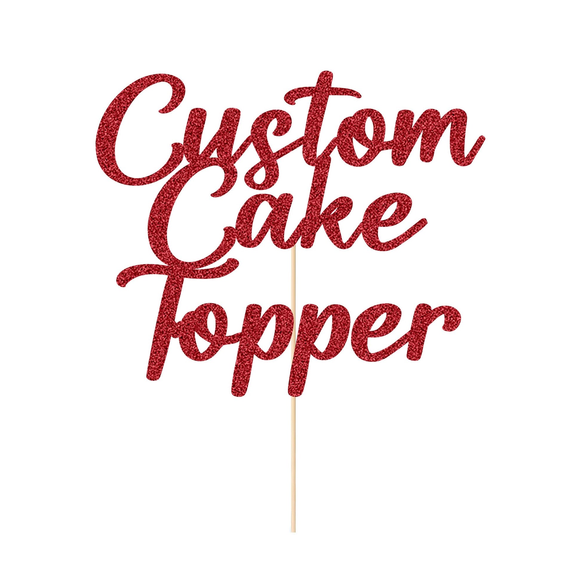 EDSG Personalized Cake Toppers, Custom Happy Birthday & Wedding, 7x4.7, Red, Plastic, Glitter Decorations for Graduation & Baby Shower