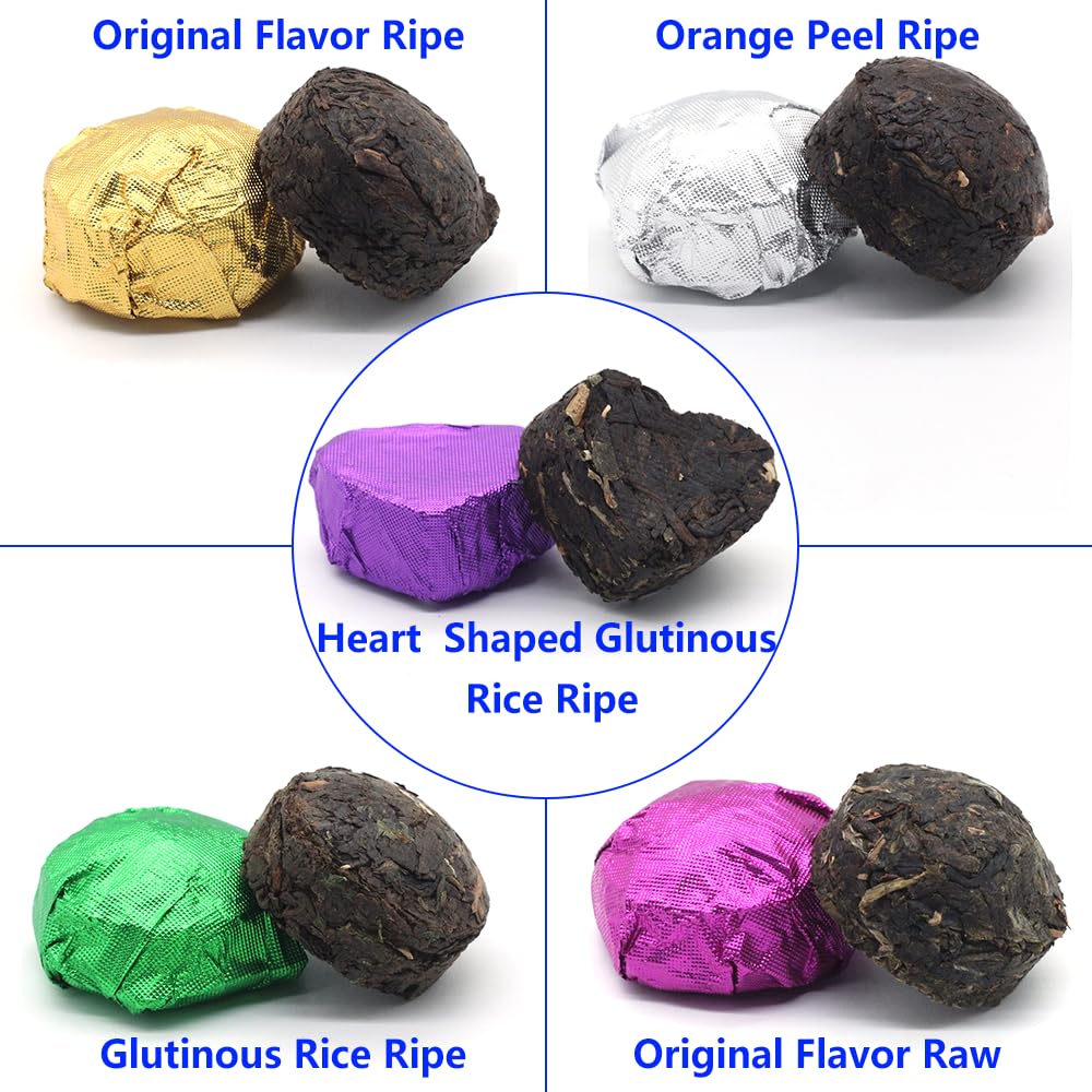 Lwxljmjzc-Ripe Puerh Tea Mini Cake 30Pcs(10 Tastes*3Pcs) |Yunnan Pu-Erh Tea |Rice Balls (Cook&Uncook) Puerh Tea | Mini Tuo Cha Black Tea
