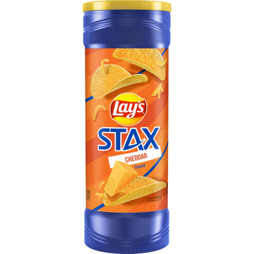 Lays Stax Potato Crisps Chips, Cheddar, Gluten Free, 5.5 Oz Canister Pack
