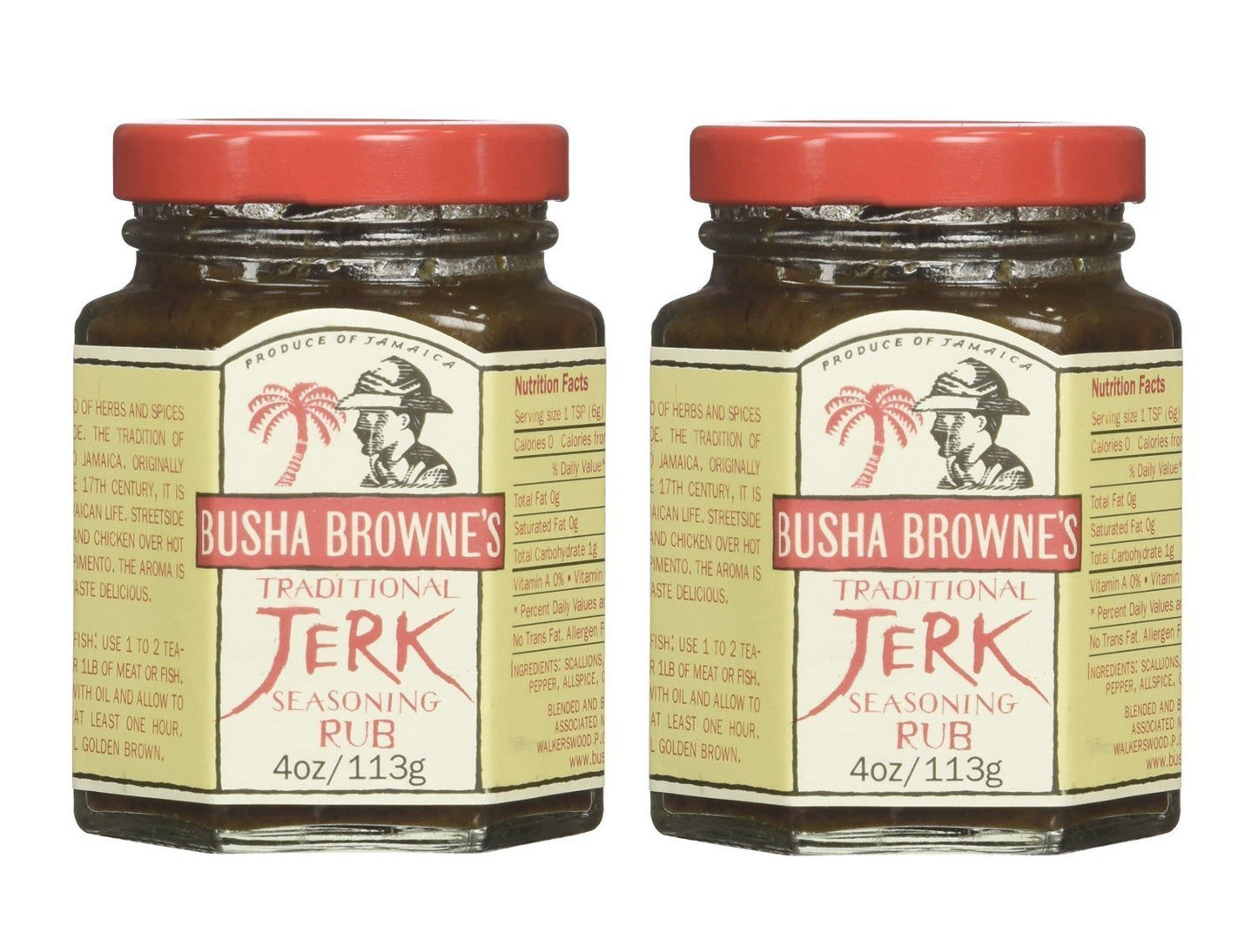 Busha Browne Jerk Seasoning Rub, 4 Oz (Pack Of 2)