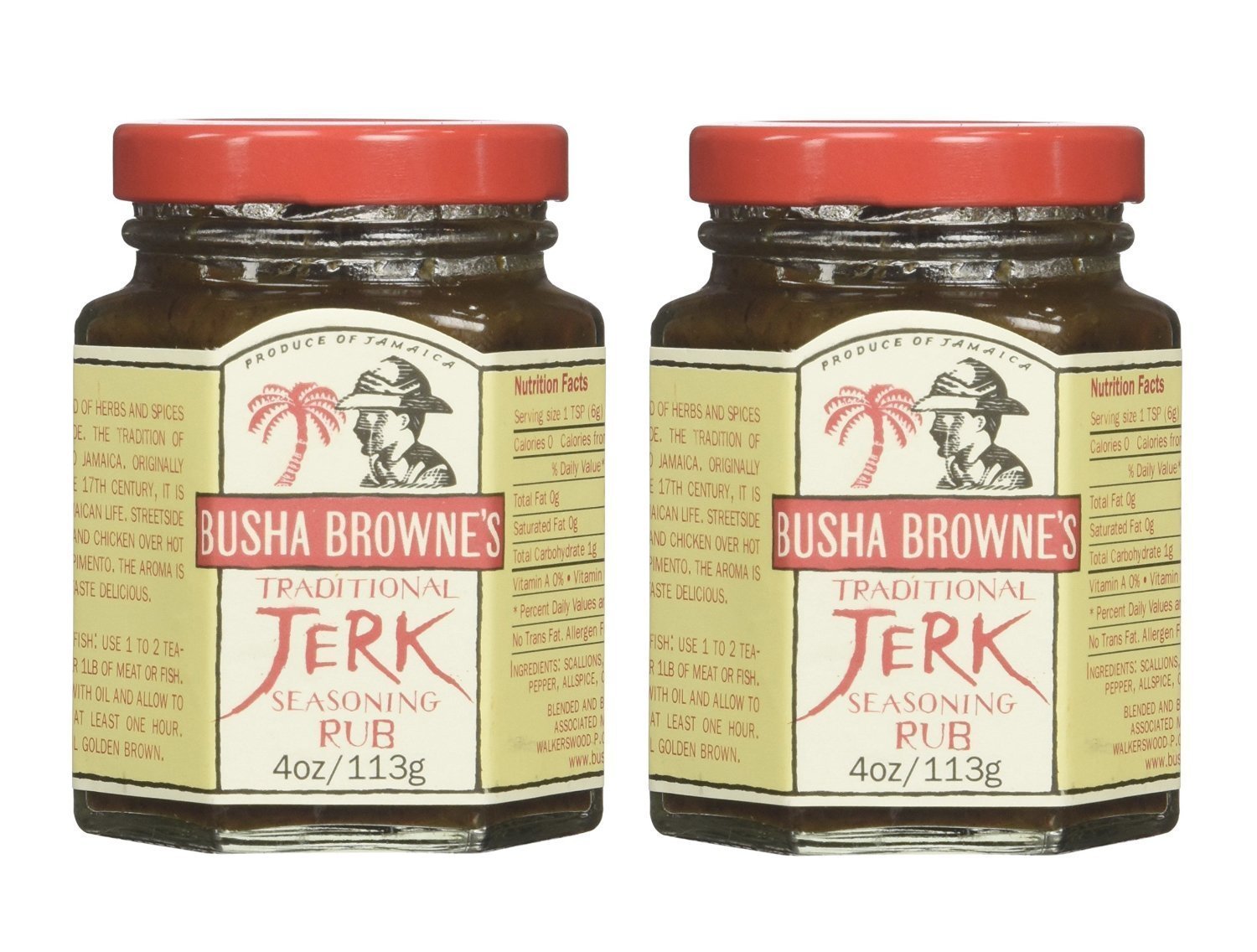 Busha Browne Jerk Seasoning Rub, 4 Oz (Pack Of 2)