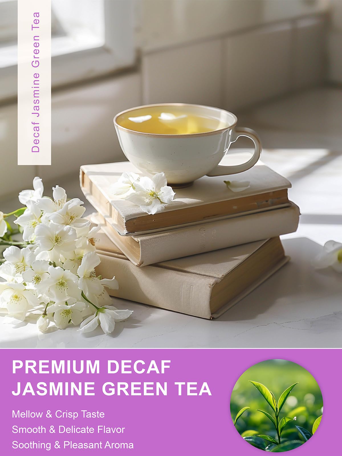 TeeLux Decaf Jasmine Green Tea Bags, Smooth Taste, 100 Count, Decaffeinated, Jasmine Scented