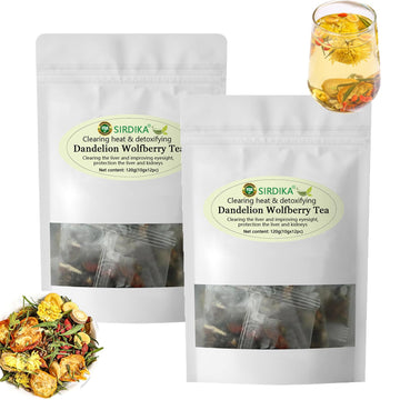 Dandelion Wolfberry Tea Bags, Dandelion Wolfberry Tea Organic Kidneys & Liver Tea Chinese Wolfberry Tea with Seven Herbal Ingred