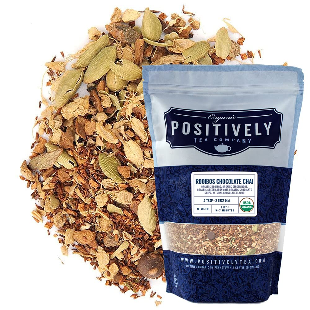Organic Positively Tea Company Rooibos Chocolate Chai Tea Loose Leaf 16 Ounce