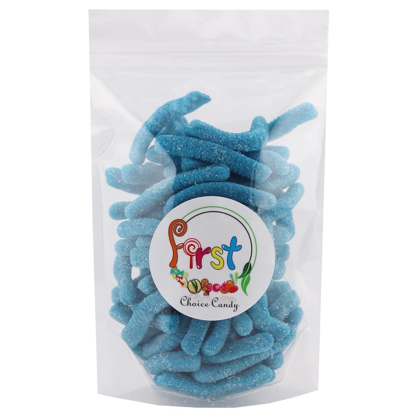Firstchoicecandy Sweet & Sour Gummy Worms, Multi Flavors And Solid Colors (5 Pound, Sour Blue Raspberry)