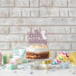 Ambishi Cat Birthday Cake Topper - Purple & White Glitter, Butterfly Design, Model AB-122, Pet Themed Decoration for Parties