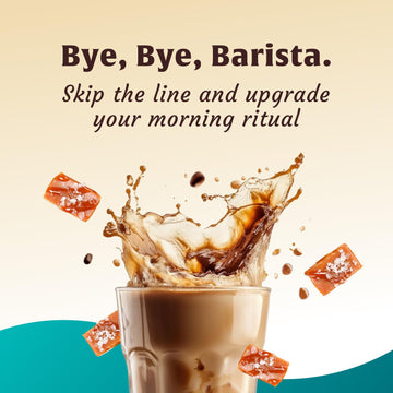 FlavCity Caf? Salted Caramel Macchiato - Flavored Instant Coffee Powder Mix with Grass-Fed Whole Milk - Instant Latte Made from Real Ingredients - All In One  Just Add Water (20 Servings)