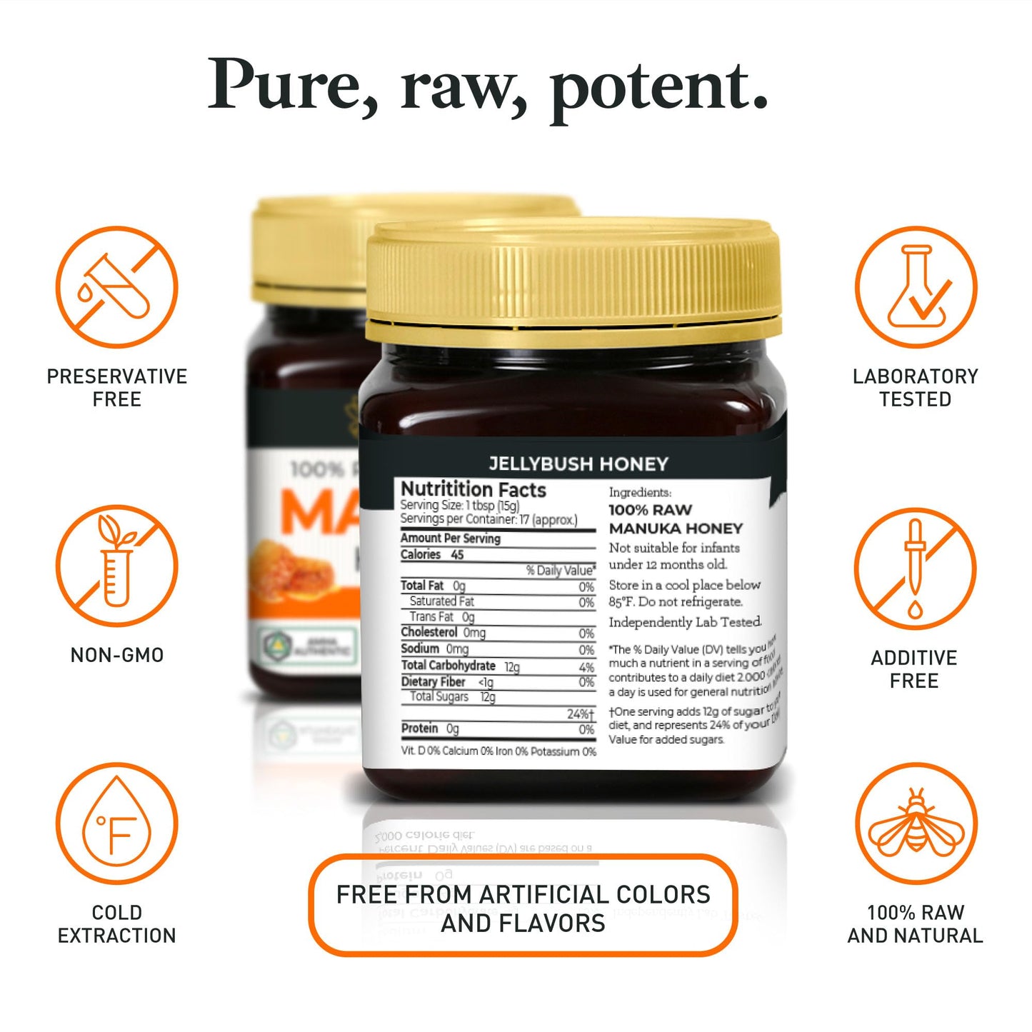 Good Natured Raw Manuka Honey MGO 260+ - 8.8oz (250g) - BPA Free Jar - Cold Extraction
