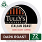 Tully'S Coffee Italian Roast, Keurig Single-Serve K-Cup Pods, Dark Roast Coffee, 72 Count (6 Packs Of 12)