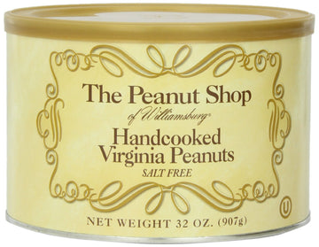 The Peanut Shop Of Williamsburg Salt Free Handcooked Virginia Peanuts, 32-Ounce Tin