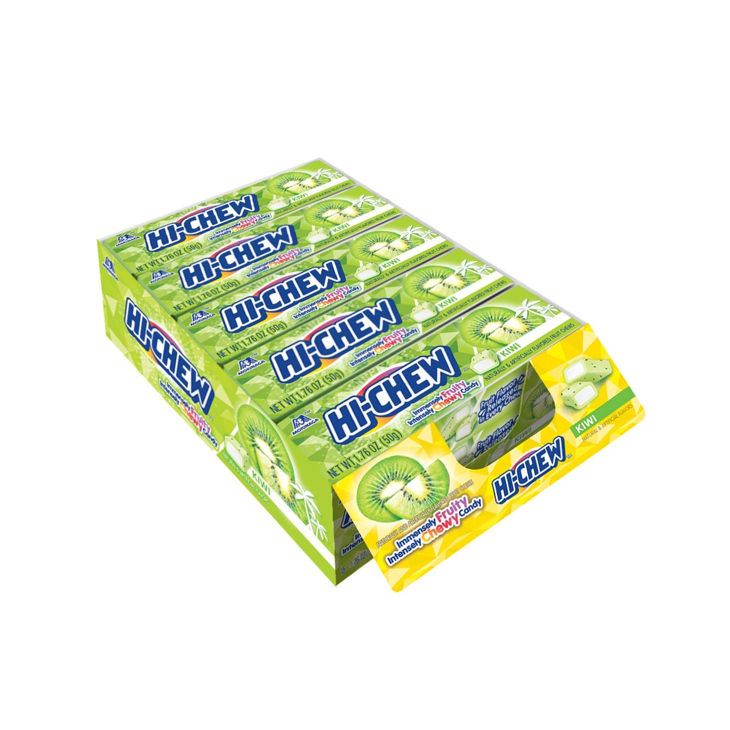 Hi-Chew Kiwi - Box Of 15 Sticks, 1.76Oz Ea | Unique Fun Soft & Chewy Taffy Candy | Immensely Juicy Exotic Fruit Flavors