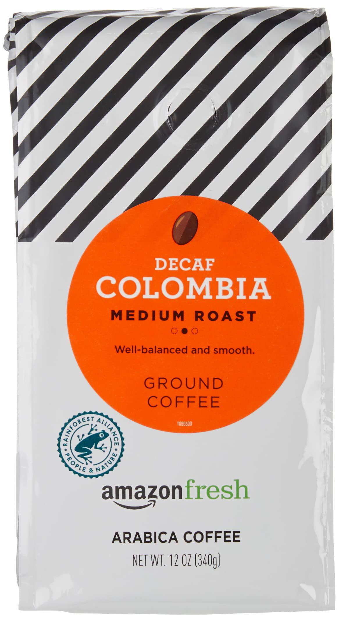 Amazon Fresh Decaf Colombia Ground Coffee, Medium Roast, 12 Ounce, Pack of 1