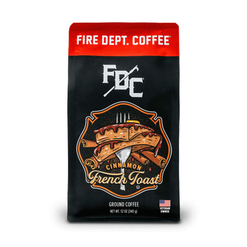 Fire Department Coffee - Gives Back to Firefighters - Cinnamon French Toast Ground Coffee - Roasted in the USA - Made with enhanced Coffee Beans - Veteran Owned -12 oz