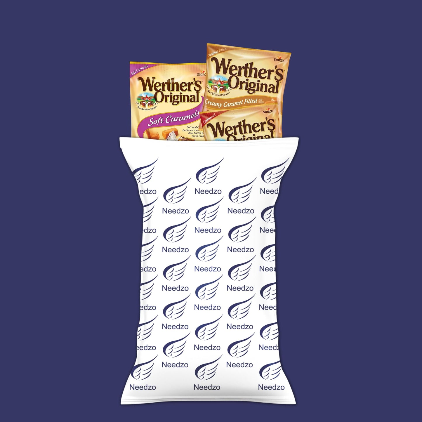 Needzo Wethers Original Caramel Candy Assortment, Individually Wrapped Hard, Soft and Creamy Filled Caramels, Shareable Bite Si