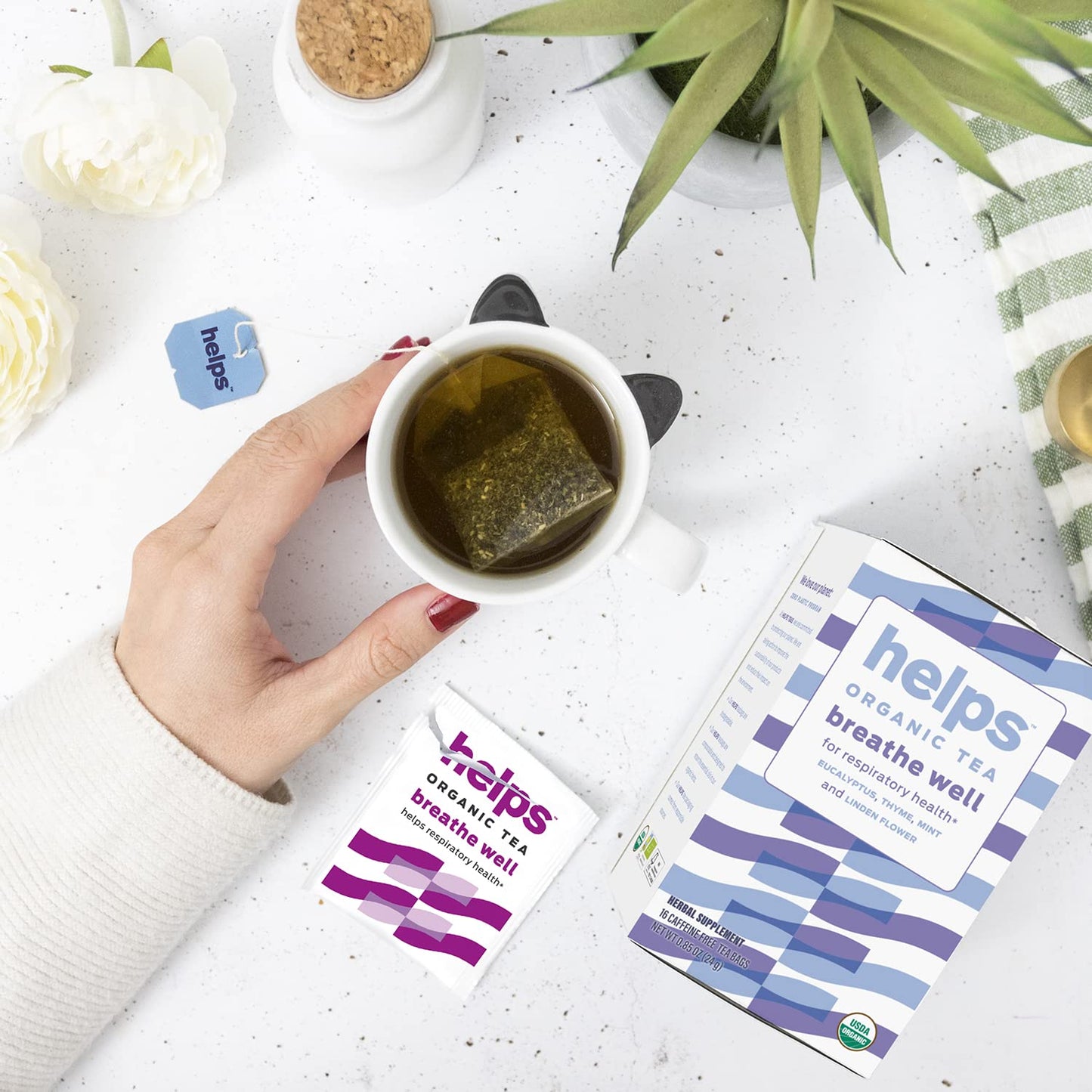 Helps Teas | Helps Breathe Well | Organic Herbal Tea Blended With Eucalyptus, Thyme, Tila, Mint And Stevia That Clear Your Sinus