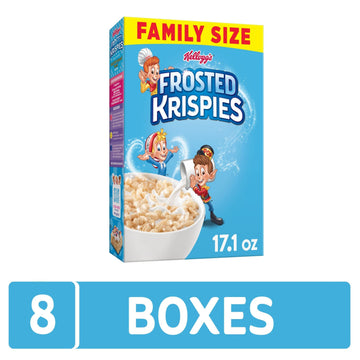 Kellogg'S Frosted Krispies Breakfast Cereal, Kids Snacks, Baking Marshmallow Treats, Family Size, Original (8 Boxes)