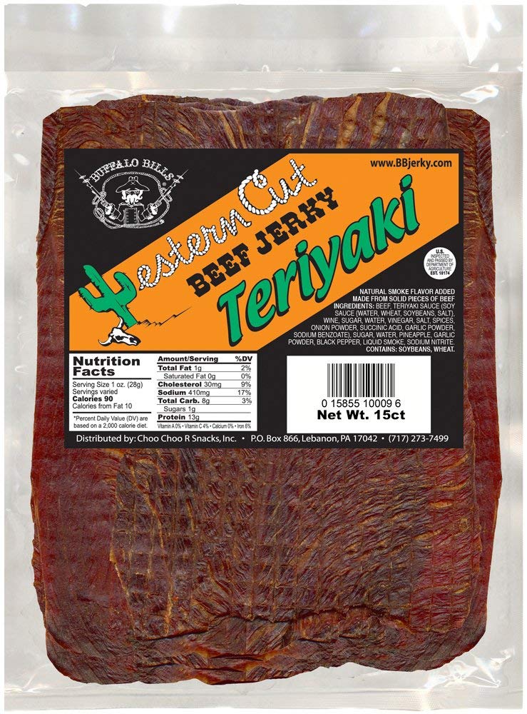 Buffalo Bills Teriyaki Beef Jerky - 18oz Big Slab, 15 Slabs per Bag, 1.12 lb