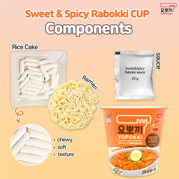 Yopokki Instant Rabokki Cup (Sweet Mild Spicy, Cup Of 2) Korean Street Food With Sweet And Moderately Spicy Sauce Ramen Noodle T