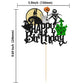 Gyufise 1Pcs Halloween Happy Birthday Cake Topper Glitter Jack And Sally Pumpkin Bat Castle Ghost Halloween Cake Pick For Hallow