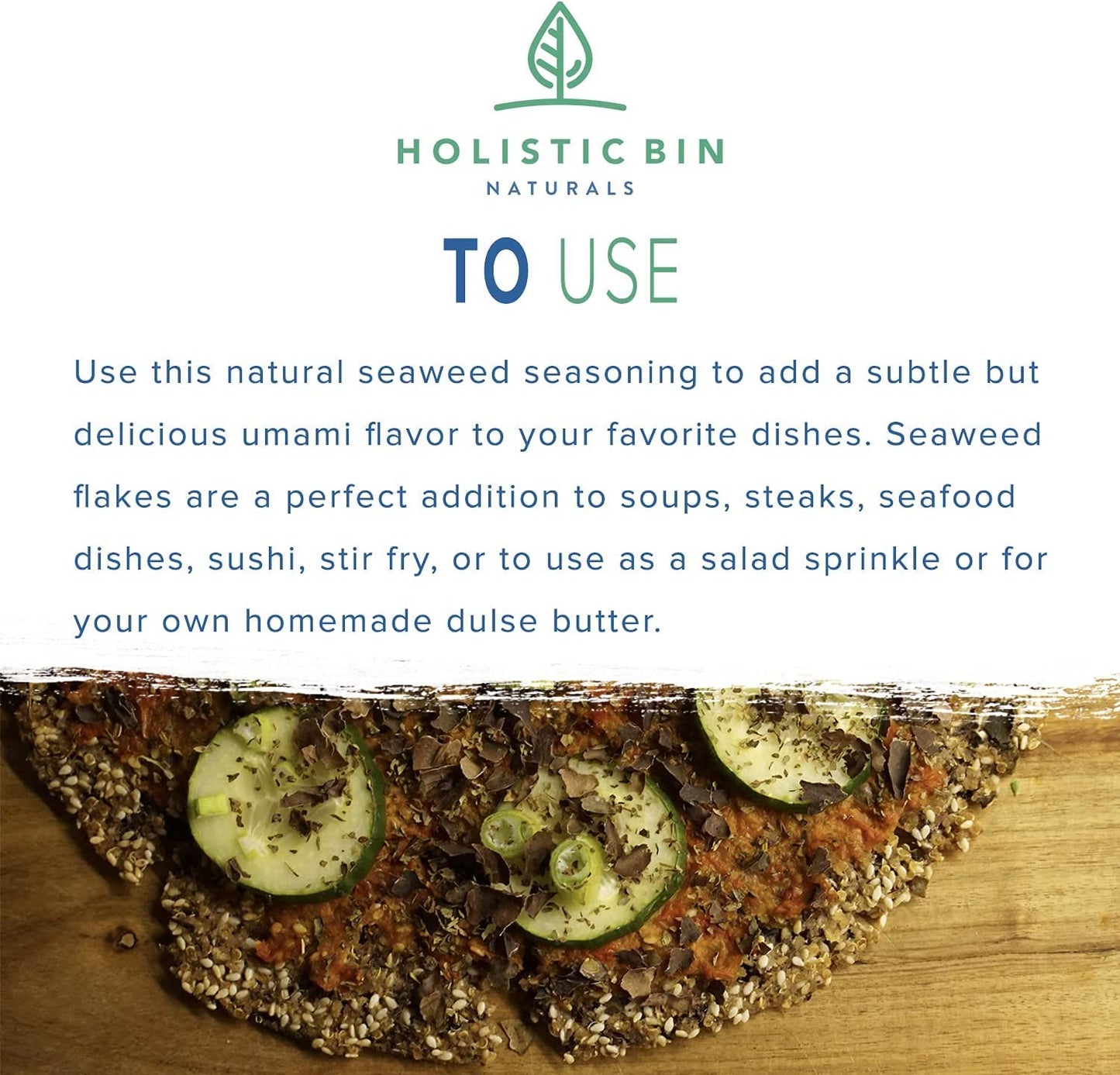 Wild Icelandic Dulse Flakes By Holistic Bin | Fine Culinary Grade Organic Seaweed Superfood | 100% Pure Atlantic Dulse Seaweed F