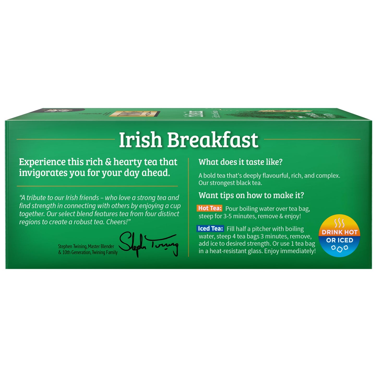 Twinings Irish Breakfast Black Tea, 100 Individually Wrapped Tea Bags, Flavourful, Bold, Robust Caffeinated Black Tea, Enjoy Hot Or Iced