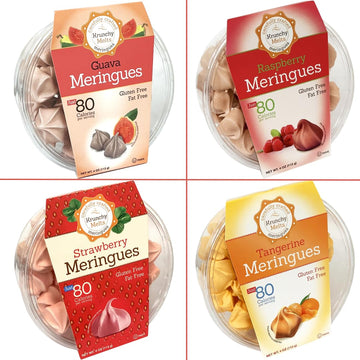 4 Pack Krunchy Melts Original Meringue Cookies | Fruity Special 4-Pack | Guava, Raspberry, Strawberry, Tangerine |Only 80-90 Cal
