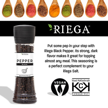 Riega Large Black Pepper Grinder, Bulk Size Holds More Peppercorns, 5.8 Ounce (Pack Of 1)