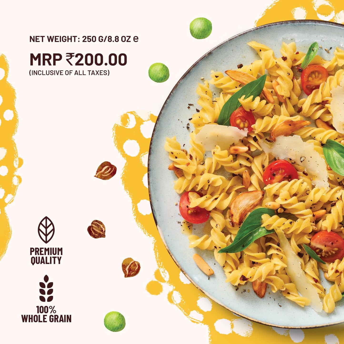 Mille High Protein Fusilli Pasta | Gluten Free| 1.8X Plant Protein | No Maida | 250Gms