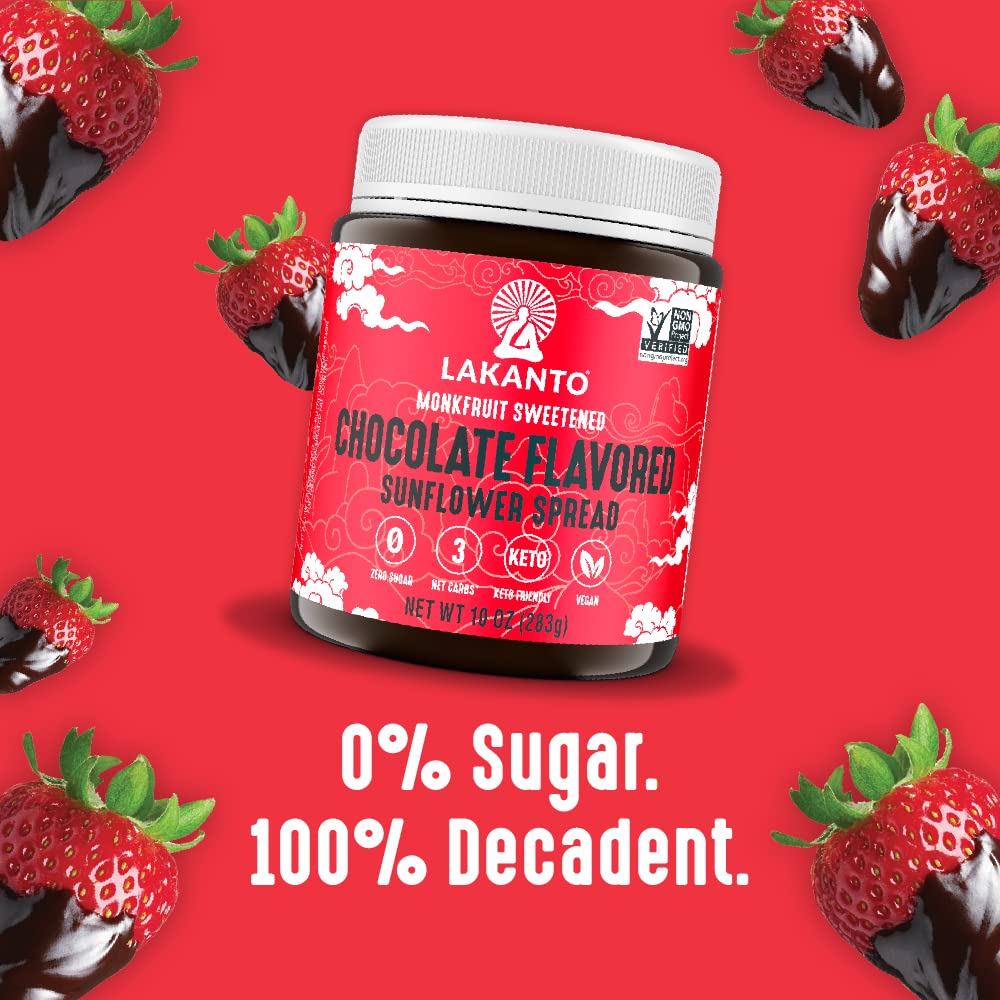 Lakanto Sugar Free Chocolate Sunflower Spread - Monk Fruit Sweetener, Keto Diet Friendly, Vegan, Dutch Cocoa, Chocolate Spread U