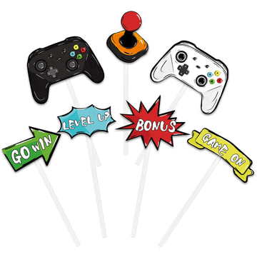 Wernnsai Watercolor Video Game Party Cupcake Toppers - 35 Pieces Game Theme Party Supplies For Boys Kids Birthday Party Cupcake