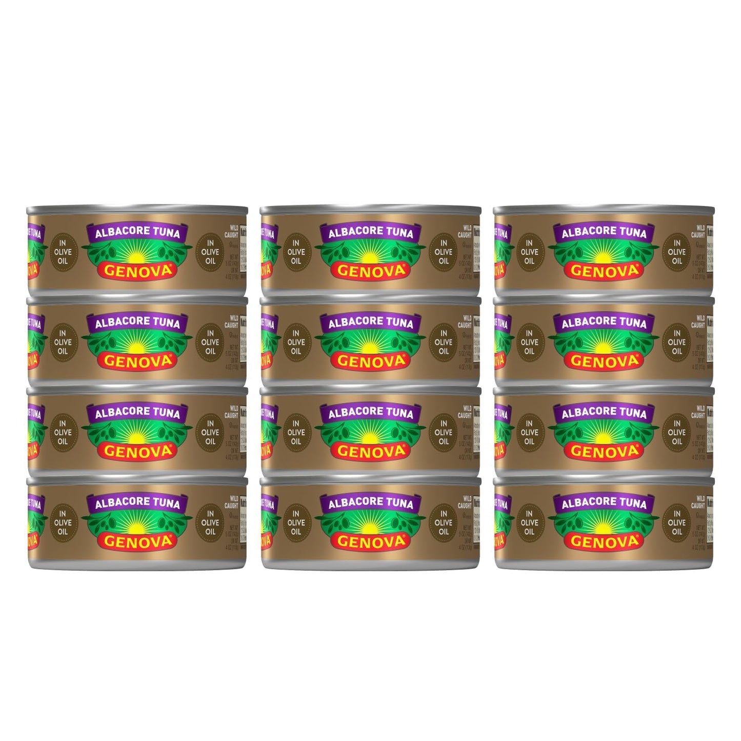 Genova Premium Albacore Tuna In Olive Oil With Sea Salt, Wild Caught, Solid White, 5 Ounce (Pack Of 12)