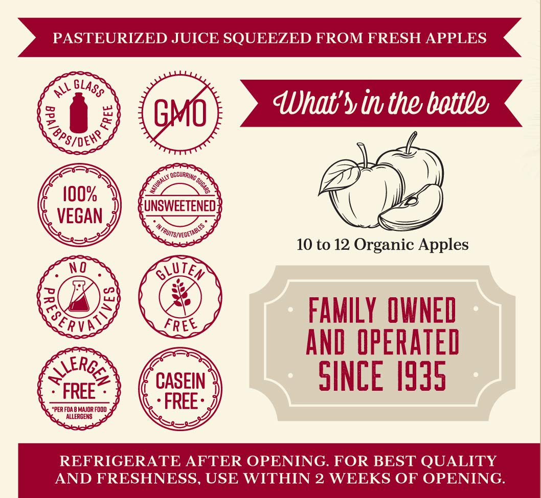 Lakewood Organic Apple Juice Bottles, 32 Fl Oz (Pack Of 6)